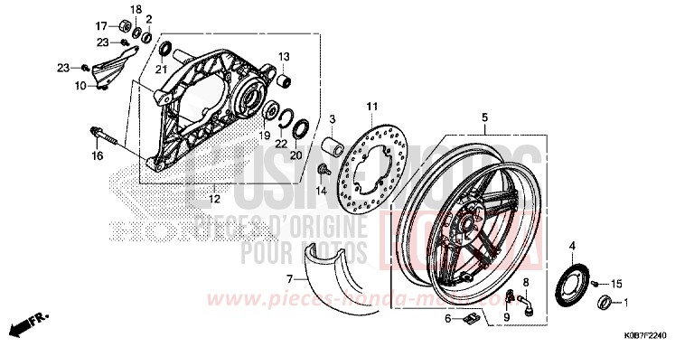 ROUE ARRIERE/BRAS OSCILLANT de Forza 300 CRESCENT BLUE METALLIC (PB412) 2019